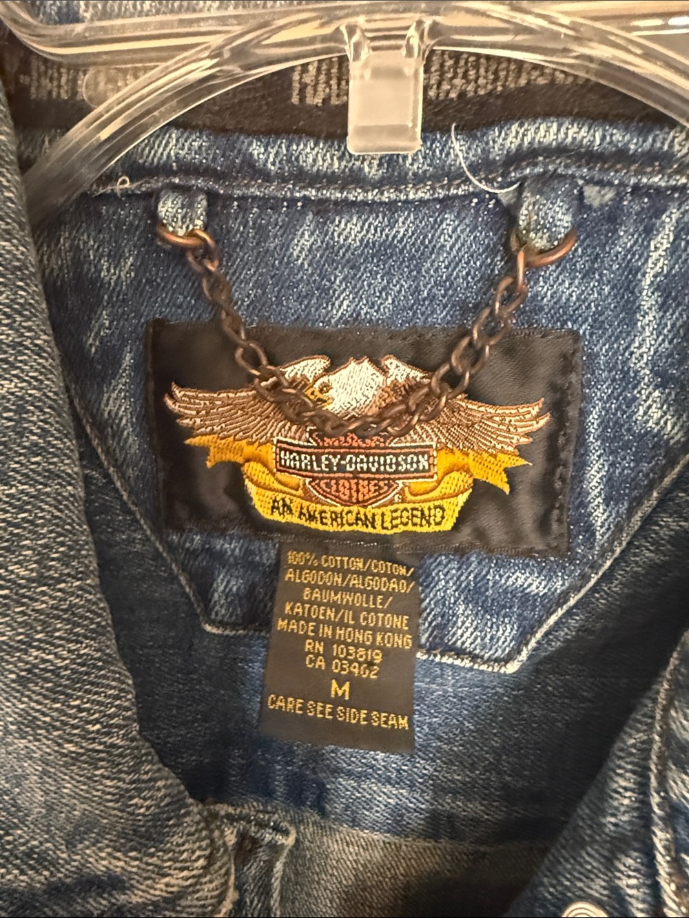 Harley-Davidson Blue Denim Jean Jacket with Lace-Up Sides - Picture 2 of 4